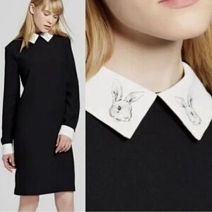 VICTORIA BECKHAM FOR TARGET BLACK BUNNY COLLAR SHIFT DRESS SZ MEDIUM